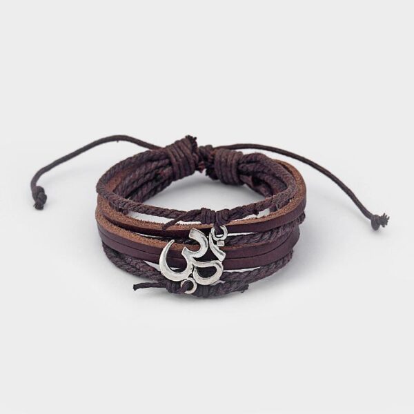 Adjustable Leather OM Bracelet Tibetan Mantra Unisex Bracelet - Image 5