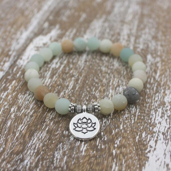 Matte Frosted Amazonite Buddha Beaded Bracelet Bangle Bracelet - Image 6