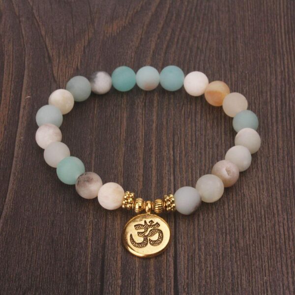 Matte Frosted Amazonite Buddha Beaded Bracelet Bangle Bracelet - Image 3