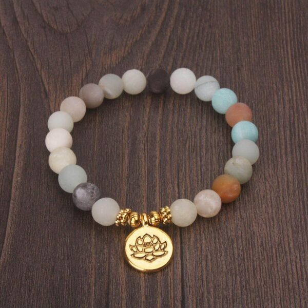 Matte Frosted Amazonite Buddha Beaded Bracelet Bangle Bracelet - Image 2