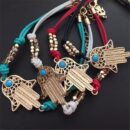 Leather Evil Eye Bracelet Women Hand of Fatima Hamsa Protection Bracelet