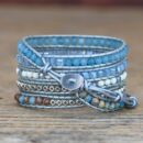 Agate Stone Braided Leather Rope Bracelet Turquoise Gemstone Bead Bracelet