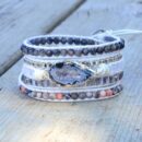 Natural Stones Labradorite Druzy Crystal Woven Bracelet Lucky Leather Wrap Bracelet