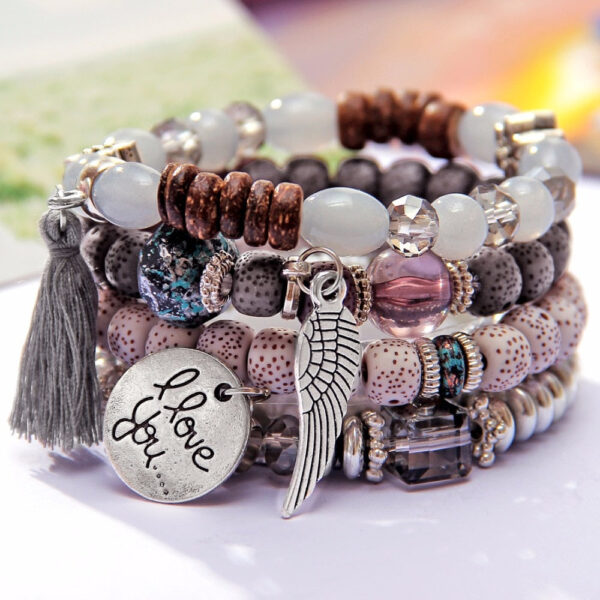 Bohemian Charm Bangle Bracelet Lucky Symbol Crystal Embellishments Bracelet