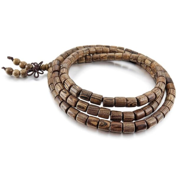 108 Cylindrical Wenge Wood Mala Beads Bracelet Prayer Buddhist Beaded Bracelet Knotting Spiritual - Image 6