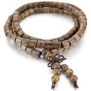 108 Cylindrical Wenge Wood Mala Beads Bracelet Prayer Buddhist Beaded Bracelet Knotting Spiritual