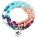 Apatite Rhodochrosite Mala Beads Yoga Bracelet Beaded Charm Pendant Bracelet