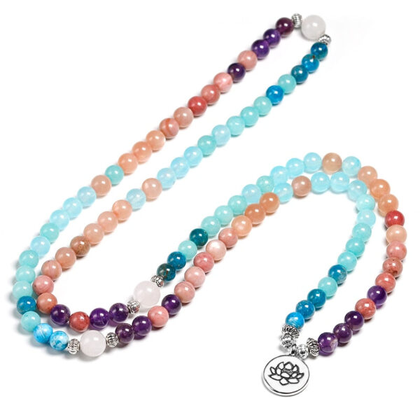 Apatite Rhodochrosite Mala Beads Yoga Bracelet Beaded Charm Pendant Bracelet - Image 2