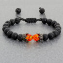 Black Lava Stone Bracelet Charm Tiger Eye Beads Gemstone Bracelet