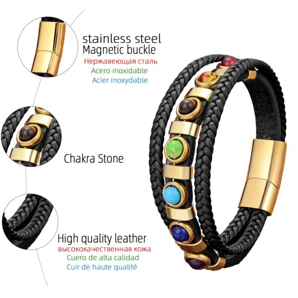 Bohemian Ethnic Chakra Bracelet Bangle Men Women Multi-Layer Braided Leather Jewelry - Image 4