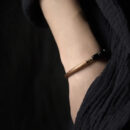 Black Obsidian Bangle Antique Copper Unisex Bracelet Trendy Design