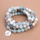 Matte Frosted Amazonite Beads Lotus OM Bracelet Charm Beaded Yoga Buddha Bracelet