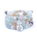 Matte Frosted Amazonite Beads Lotus OM Bracelet Charm Beaded Yoga Buddha Bracelet