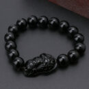 Feng Shui Pixiu Obsidian Stone Beads Bracelet Custom Charm Pi Xiu Bracelet