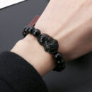 Feng Shui Wealth Black Beads Bracelet Lucky Charm Obsidian Pi Yao Bracelets