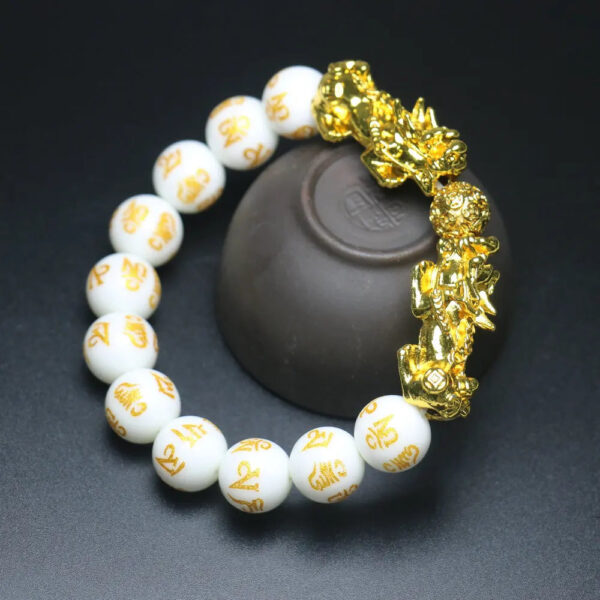 Feng Shui Wealth White Mantra Beads Bracelet White Crystals Lucky Bracelet - Image 2