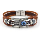 Multi-Layer Leather Charm Bracelet Vintage Handmade Evil Eye Bracelet Unisex