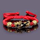 Handmade Braided Rope Feng Shui Pixiu Bracelet Charmed Pi Xiu Knot Lucky Charm Dragon Bracelet