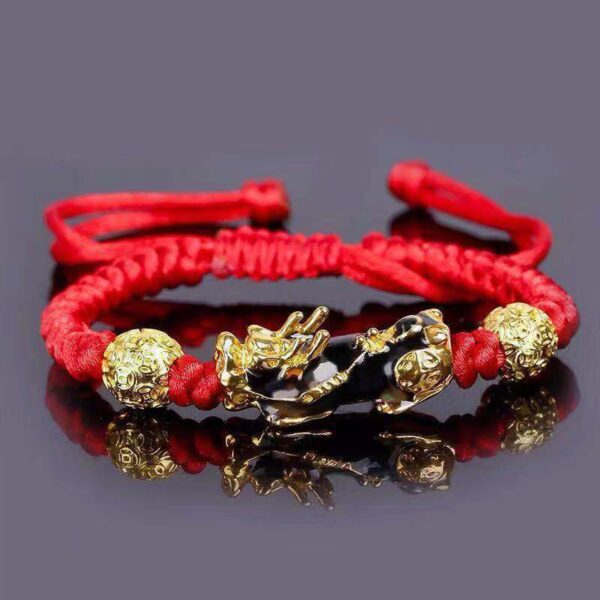 Handmade Braided Rope Feng Shui Pixiu Bracelet Charmed Pi Xiu Knot Lucky Charm Dragon Bracelet - Image 4