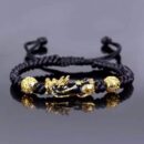 Handmade Braided Rope Feng Shui Pixiu Bracelet Charmed Pi Xiu Knot Lucky Charm Dragon Bracelet