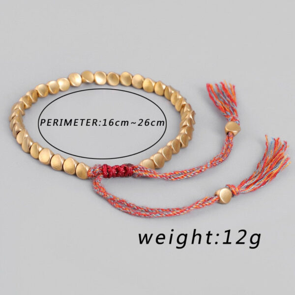 Tibetan Buddhist Braided Copper Beads Lucky Bracelet Sliding Knot Spiritual Mantra Bracelet - Image 5