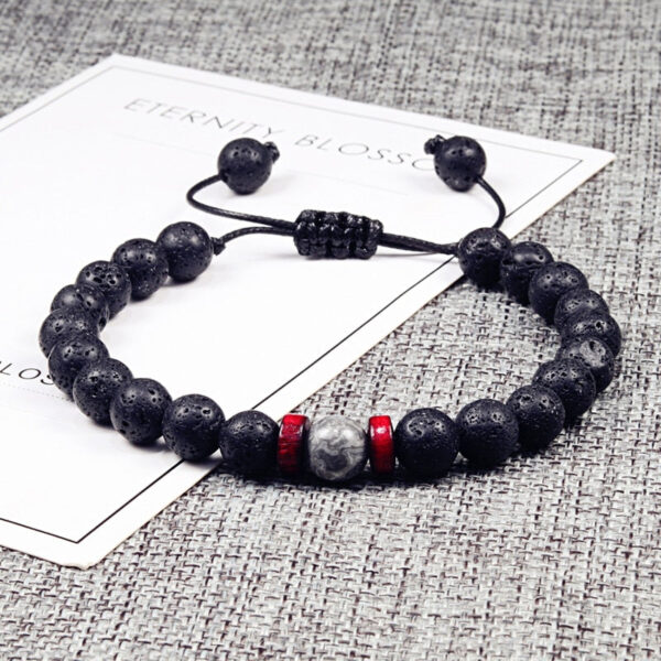 Black Onyx Stone Beads Tibetan Bracelet Crystal Gemstone Adjustable Bracelet - Image 2