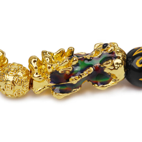 Feng Shui Pixiu Obsidian Gold Plating Pi Xiu Bracelet Beads Lucky Charm Dragon Bracelet - Image 4