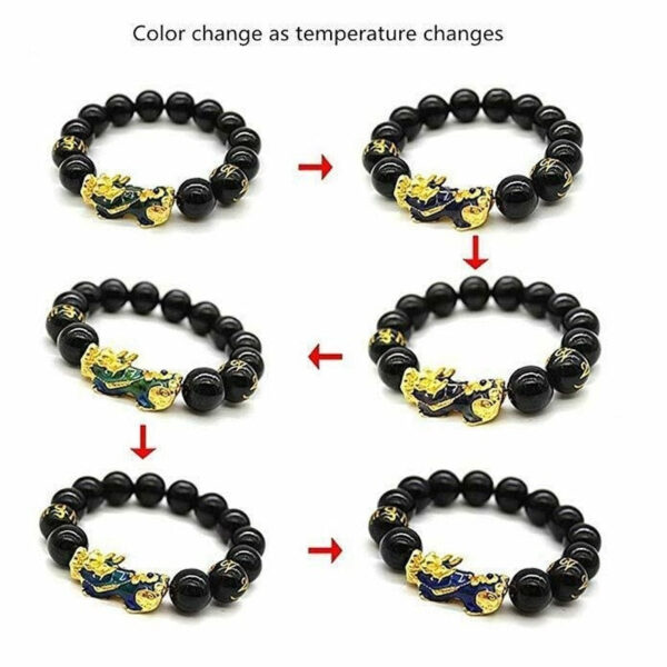 Feng Shui Pixiu Obsidian Gold Plating Pi Xiu Bracelet Beads Lucky Charm Dragon Bracelet - Image 3