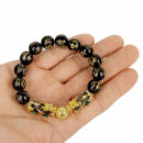 Feng Shui Pixiu Obsidian Gold Plating Pi Xiu Bracelet Beads Lucky Charm Dragon Bracelet