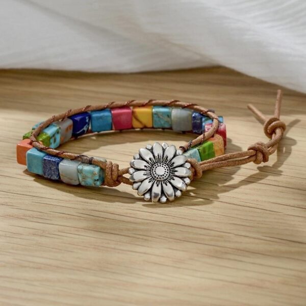 7 Chakra Natural Stone Leather Wrap Bracelets Spiritual Bracelets - Image 5