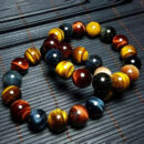 Natural Tiger Eye Stone Bracelet Multi color Bead Bracelet Unisex