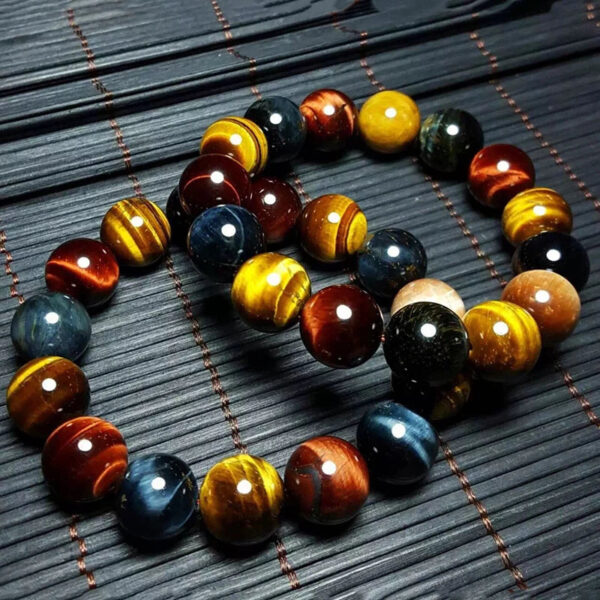 Natural Tiger Eye Stone Bracelet Multi color Bead Bracelet Unisex - Image 5