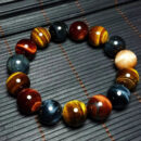 Natural Tiger Eye Stone Bracelet Multi color Bead Bracelet Unisex