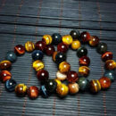 Natural Tiger Eye Stone Bracelet Multi color Bead Bracelet Unisex