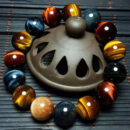 Natural Tiger Eye Stone Bracelet Multi color Bead Bracelet Unisex