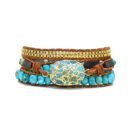 Turquoise Hand-Woven Multilayer Leather Wrap Bracelet Natural Stones Handmade Bracelet