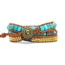 Turquoise Hand-Woven Multilayer Leather Wrap Bracelet Natural Stones Handmade Bracelet