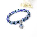 Blue Evil Eye Hamsa Hand Fatima Bracelet Lucky Charm Stone Bracelet