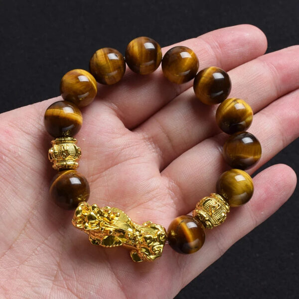 Pi Xiu Tiger Eye Stone Beads Bracelet Lucky Crystals Pixiu Buddha Protective Stone Bracelet