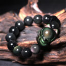 Feng Shui Small Fox Fairy Bracelet Black Obsidian Beads Lucky Protector