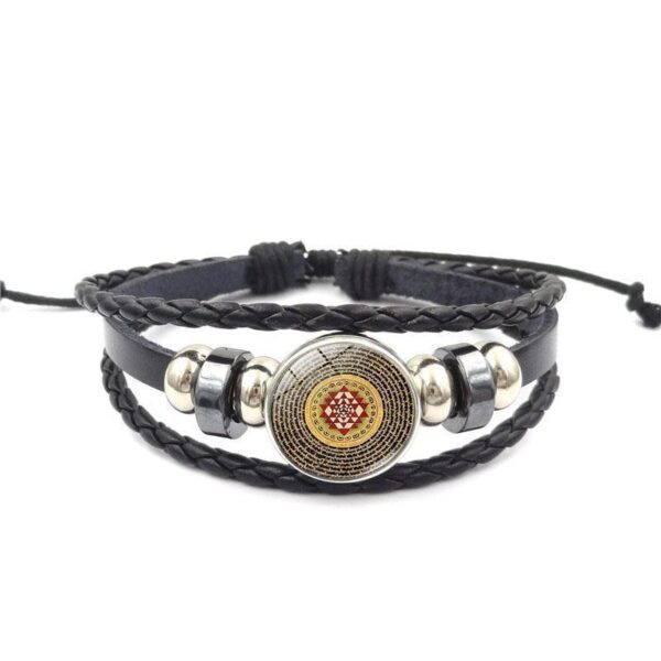 Sri Yantra Multilayer Leather Bracelet Charm Buddhist Lucky Bracelet - Image 2