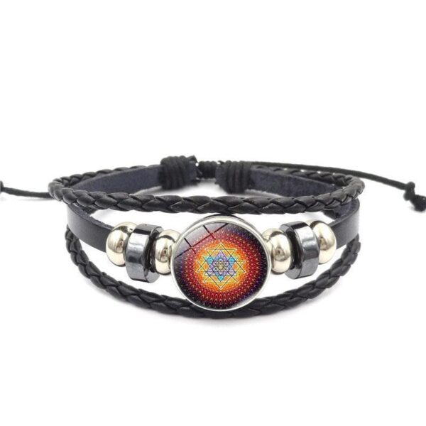 Sri Yantra Multilayer Leather Bracelet Charm Buddhist Lucky Bracelet - Image 9