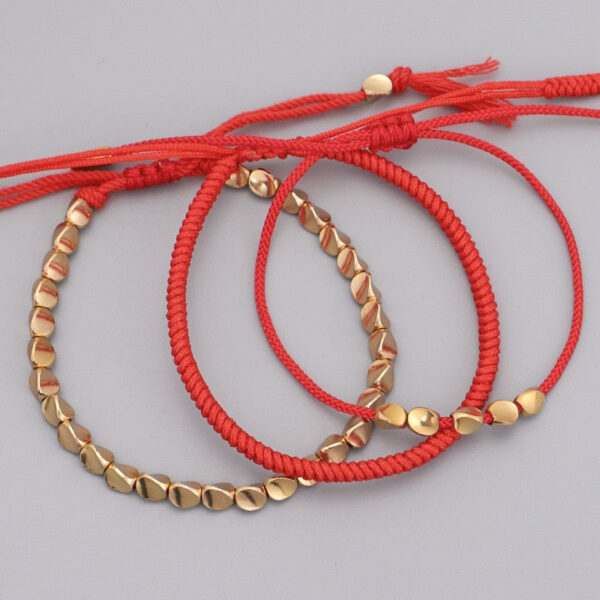 Lucky Tibetan Braided Copper Beads Bracelet Good Luck Adjustable Knot Bracelet - Image 7