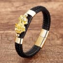 Pi Xiu Guardian Bracelet Lucky Gold Pixiu Charm Leather Men Women