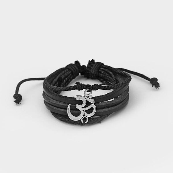 Adjustable Leather OM Bracelet Tibetan Mantra Unisex Bracelet - Image 8