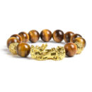 Pi Xiu Tiger Eye Stone Beads Bracelet Lucky Crystals Pixiu Buddha Protective Stone Bracelet