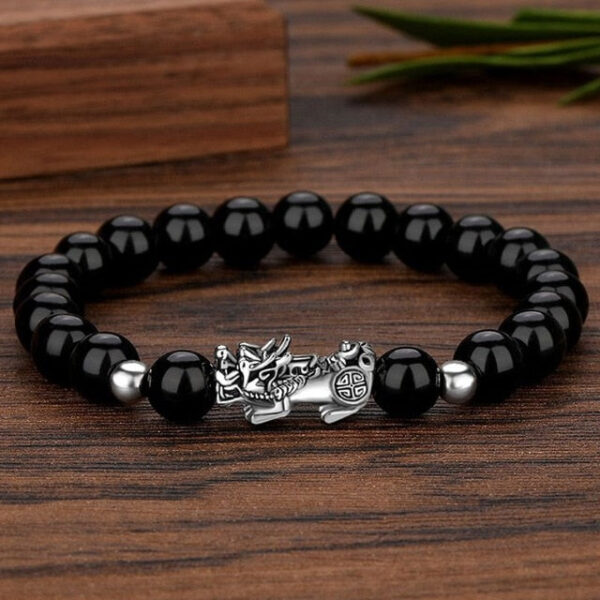 Black Obsidian Wealth Pixiu Bead Bracelet Pi Yao Luck Dragon Pi Xiu Piyao Beaded Elastic Band - Image 10