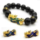 Feng Shui Pixiu Obsidian Gold Plating Pi Xiu Bracelet Beads Lucky Charm Dragon Bracelet