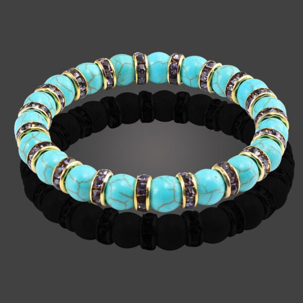 Natural Crystal Blue Stone Beads Yoga Fitness Buddha Stones Bracelet - Image 6