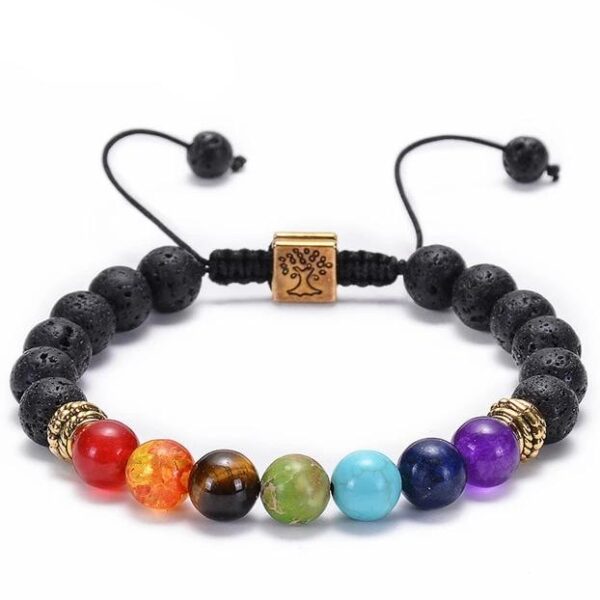 7 Chakras Lava Rock Stone Bead Bracelet Gemstones Crystal Beaded Yoga Bracelet - Image 24